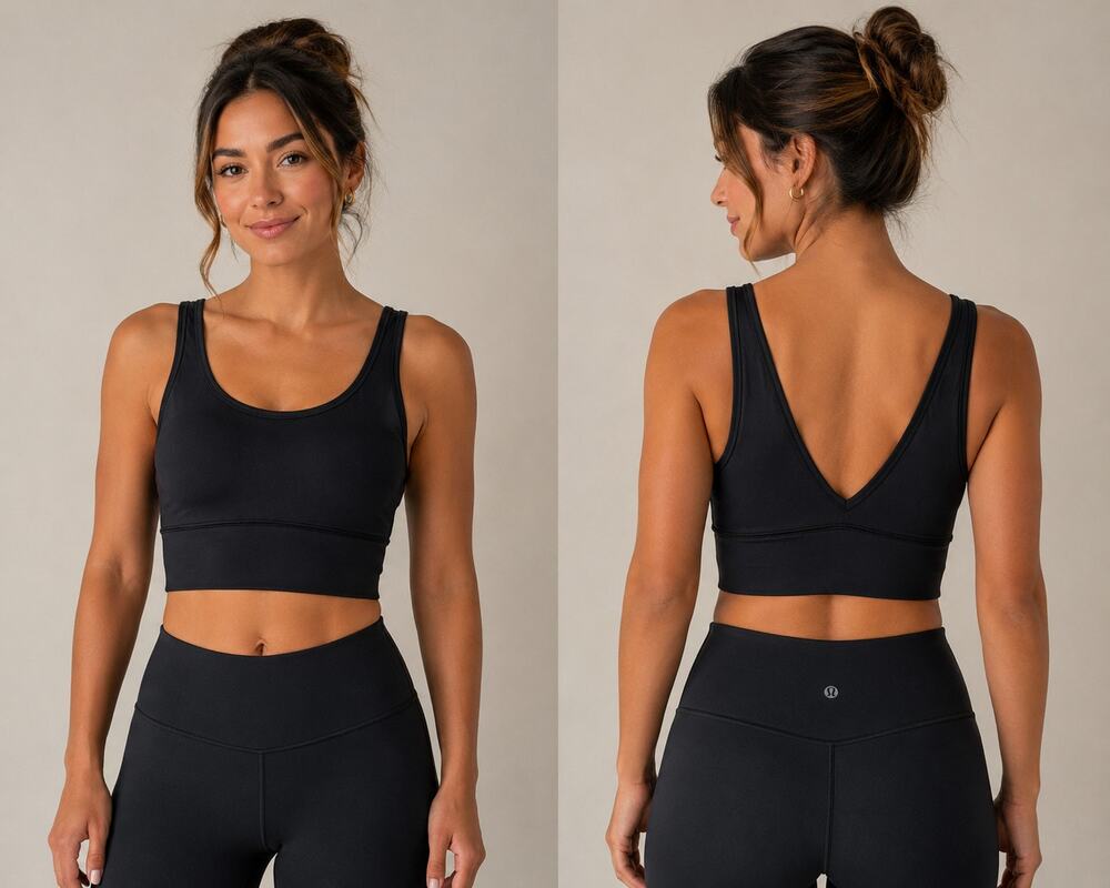 Lululemon Black Sports Bra Cropped Tank Size 8
